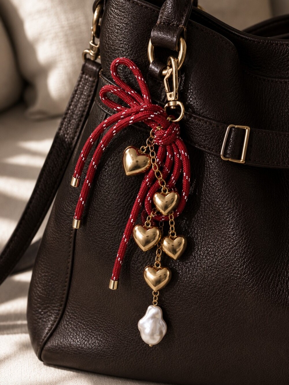 Piper Burgundy Bag Charm & Key Holder